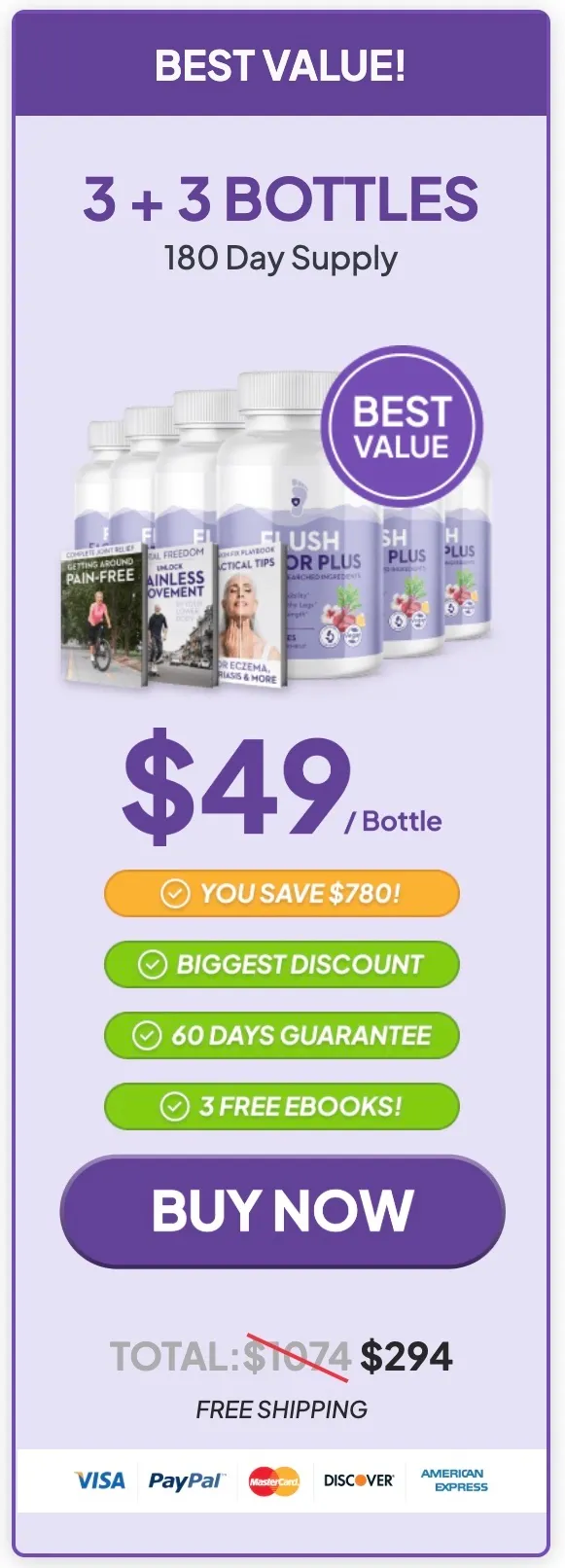 Flush Factor Plus 180-day supply bundle